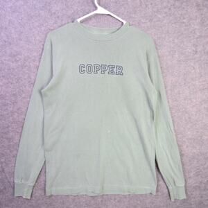 Lakeshirts Copper Shirt Mens Small Green Long Sleeve Crewneck Casual Graphic Top